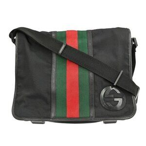 GUCCI BLACK CANVAS SHOULDER BAG 181066